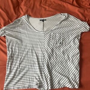 Volcom Women's Black and White Striped Short Sleeve Tee